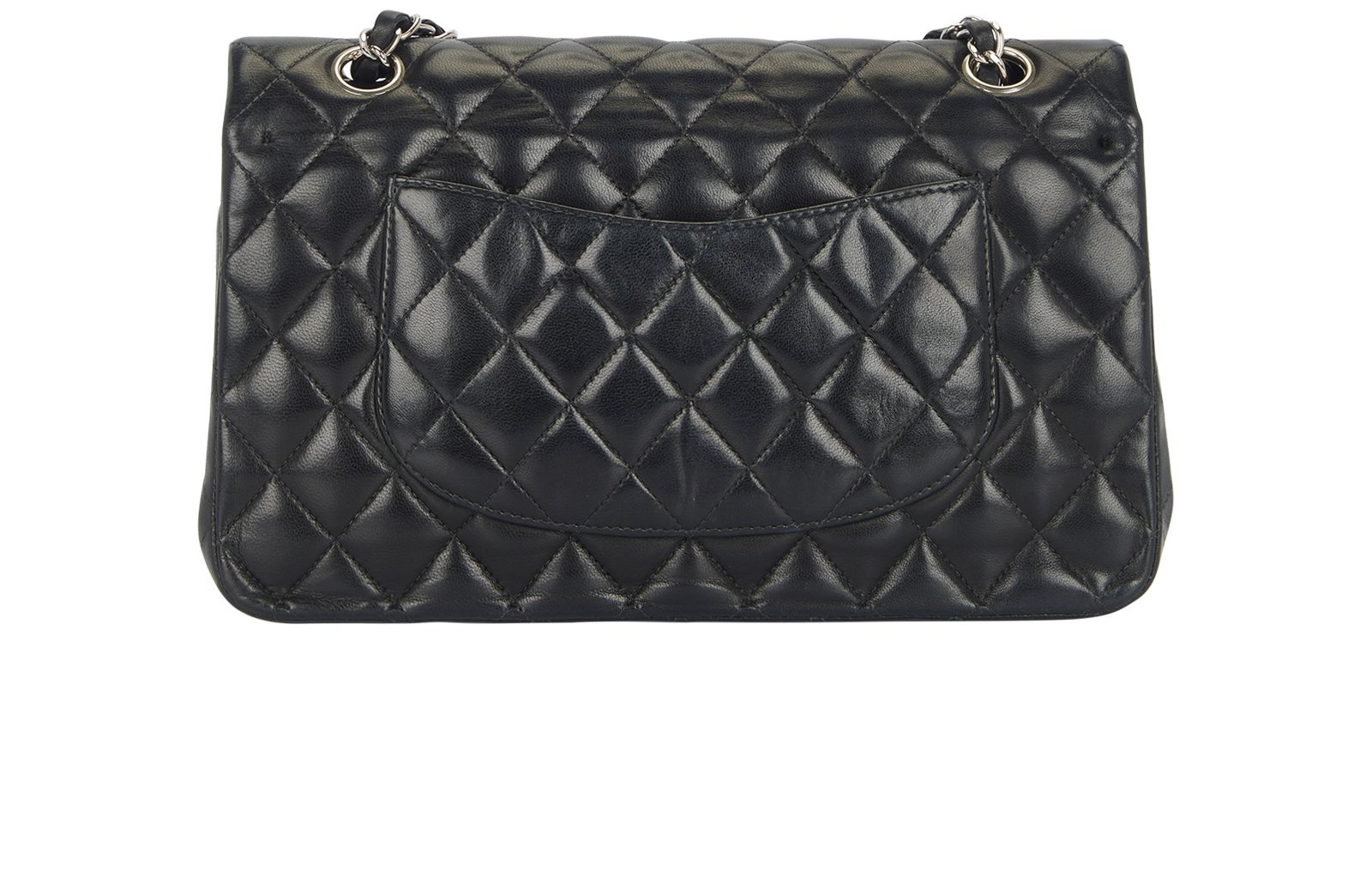 Medium Double Flap, &pound;4,100, Handbags, Black, Lambskin Leather, Back view